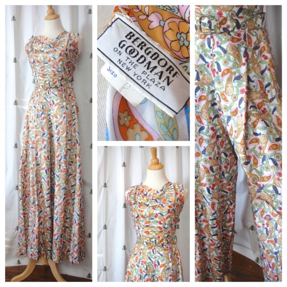 1970s Vintage Paisley Jumpsuit- Bergdorf Goodman On The Plaza New York